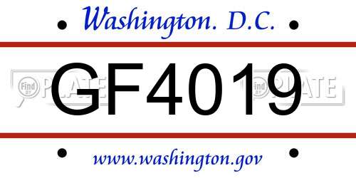 GF4019 District Of Columbia License Plate