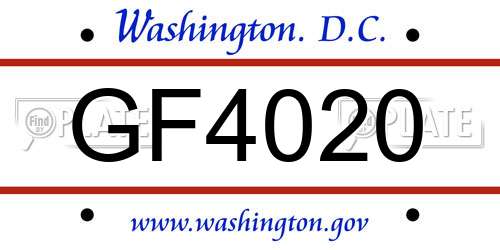 GF4020 District Of Columbia License Plate