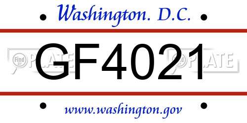GF4021 District Of Columbia License Plate