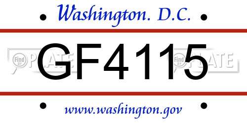 GF4115 District Of Columbia License Plate