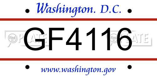 GF4116 District Of Columbia License Plate