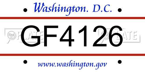 GF4126 District Of Columbia License Plate