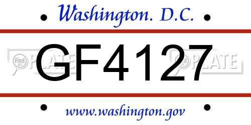 GF4127 District Of Columbia License Plate