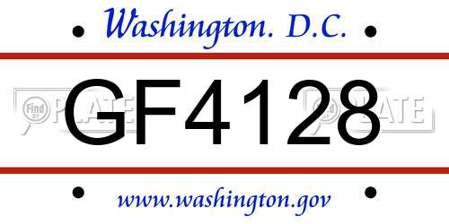 GF4128 District Of Columbia License Plate