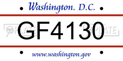 GF4130 District Of Columbia License Plate