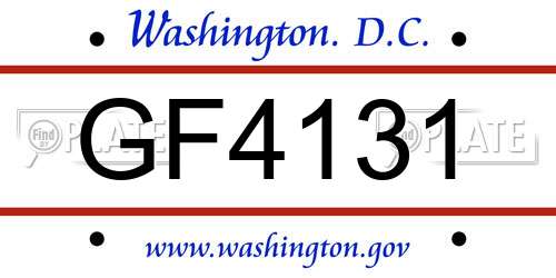 GF4131 District Of Columbia License Plate