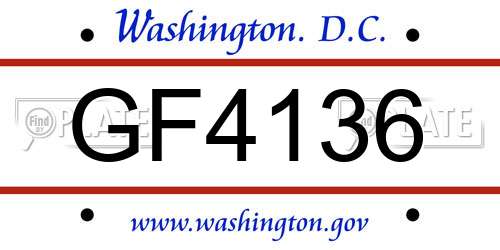 GF4136 District Of Columbia License Plate
