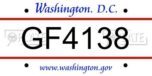 GF4138 District Of Columbia License Plate