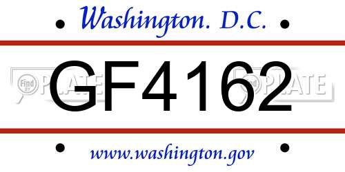 GF4162 District Of Columbia License Plate