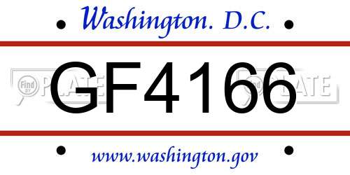 GF4166 District Of Columbia License Plate