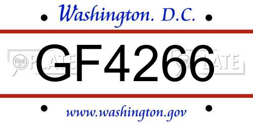 GF4266 District Of Columbia License Plate