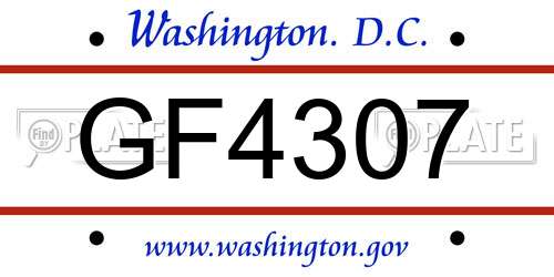 GF4307 District Of Columbia License Plate
