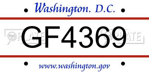 GF4369 District Of Columbia License Plate
