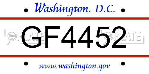 GF4452 District Of Columbia License Plate