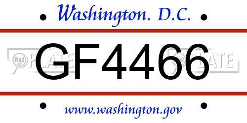 GF4466 District Of Columbia License Plate