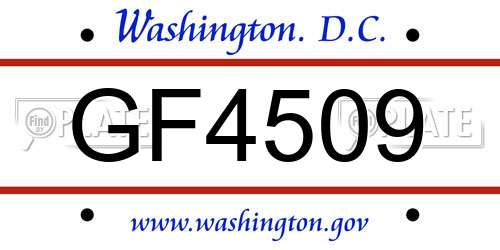 GF4509 District Of Columbia License Plate