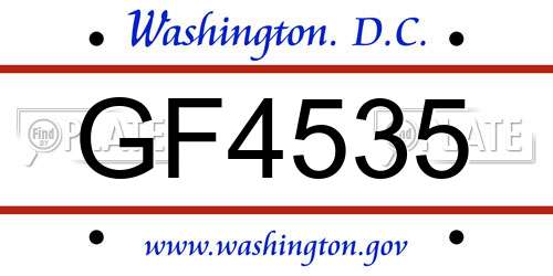 GF4535 District Of Columbia License Plate
