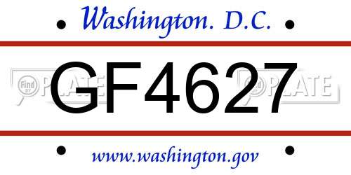 GF4627 District Of Columbia License Plate