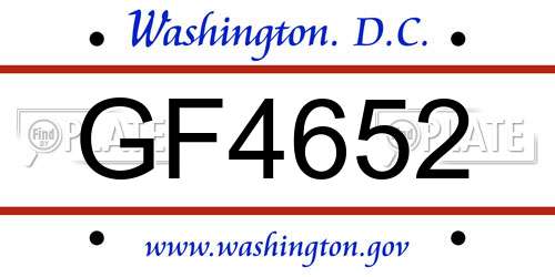 GF4652 District Of Columbia License Plate