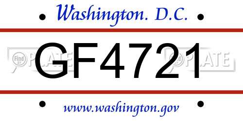 GF4721 District Of Columbia License Plate