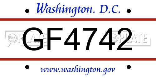 GF4742 District Of Columbia License Plate