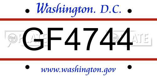 GF4744 District Of Columbia License Plate