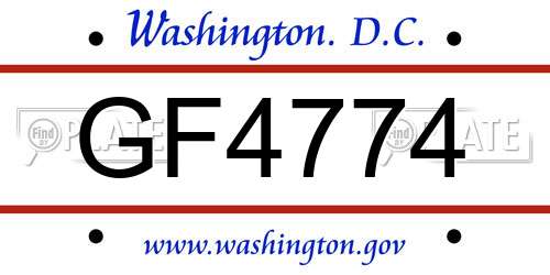 GF4774 District Of Columbia License Plate