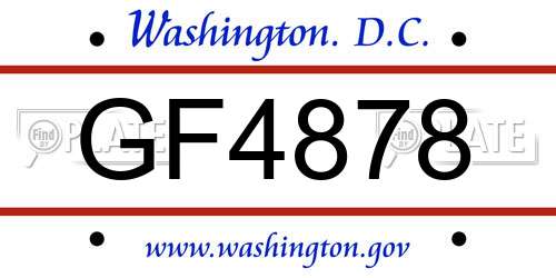 GF4878 District Of Columbia License Plate