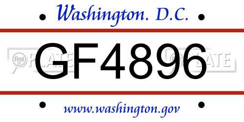 GF4896 District Of Columbia License Plate