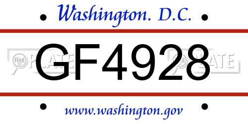 GF4928 District Of Columbia License Plate