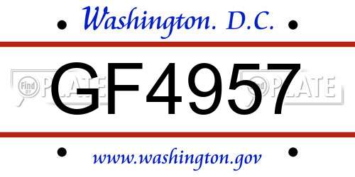 GF4957 District Of Columbia License Plate