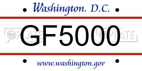 GF5000 District Of Columbia License Plate