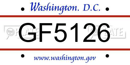 GF5126 District Of Columbia License Plate