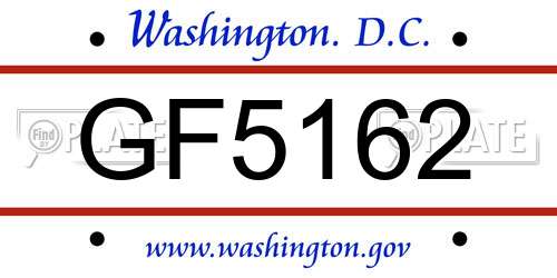 GF5162 District Of Columbia License Plate