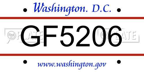 GF5206 District Of Columbia License Plate