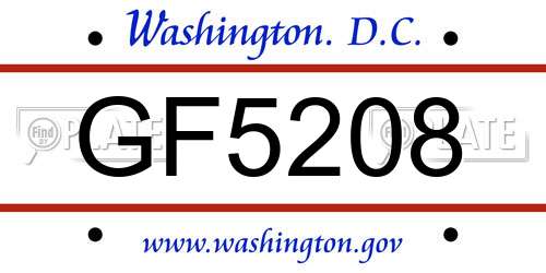 GF5208 District Of Columbia License Plate