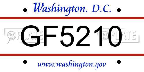 GF5210 District Of Columbia License Plate