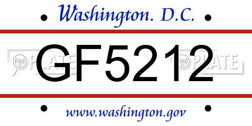 GF5212 District Of Columbia License Plate