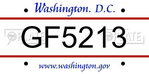 GF5213 District Of Columbia License Plate