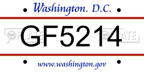 GF5214 District Of Columbia License Plate