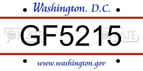 GF5215 District Of Columbia License Plate