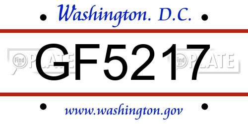 GF5217 District Of Columbia License Plate
