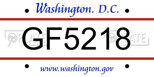 GF5218 District Of Columbia License Plate