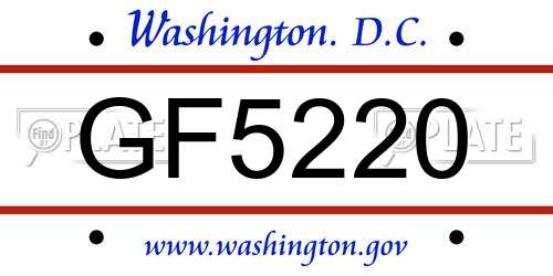 GF5220 District Of Columbia License Plate