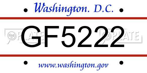 GF5222 District Of Columbia License Plate