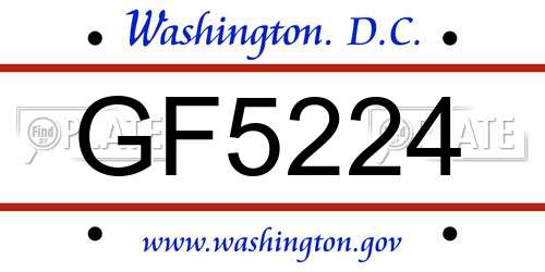 GF5224 District Of Columbia License Plate