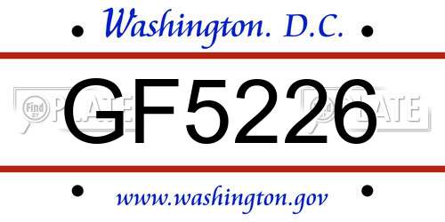 GF5226 District Of Columbia License Plate
