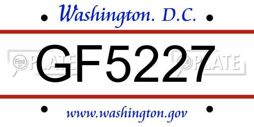 GF5227 District Of Columbia License Plate