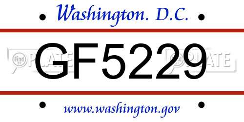 GF5229 District Of Columbia License Plate