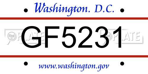 GF5231 District Of Columbia License Plate
